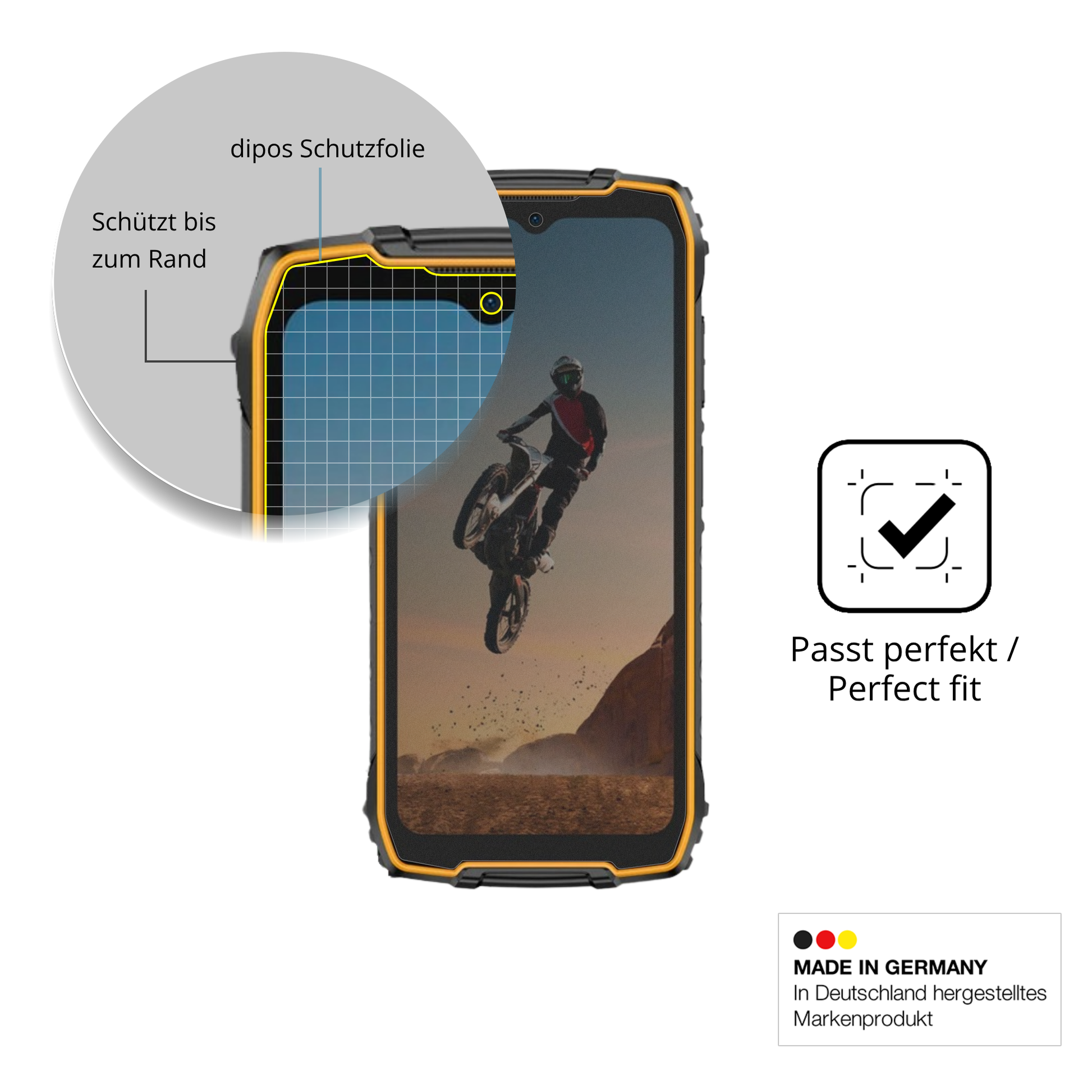 Schutz gegen Kratzer auf dem Ulefone RugKing 4 Pro Glas durch Schlüssel, Stöße gegen die Tischkante oder Stürze