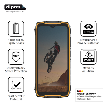 Flexible TPU-Folie passend zugeschnitten für Ulefone RugKing 4 Pro, mit Privatsphäre-Schutz durch Sichtschutz-Folie