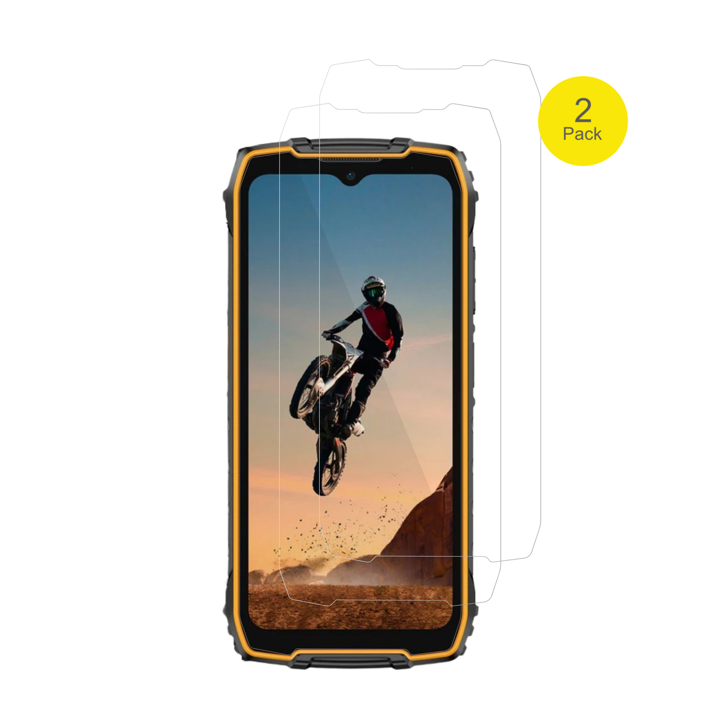 UlefoneRugKing 4 Pro mit aufgebrachter dipos Displayschutzfolie, glasklare Darstellung ohne Einschränkungen