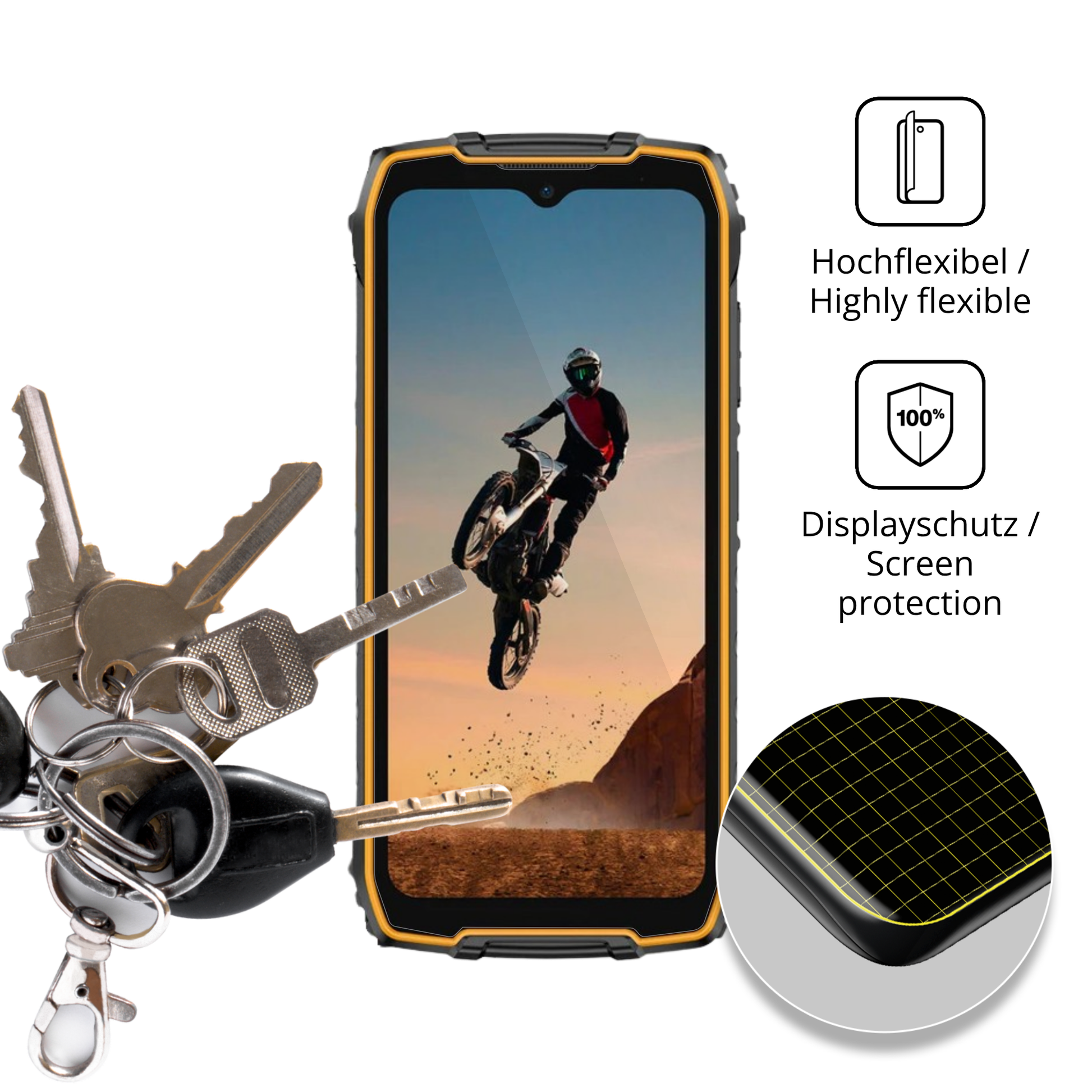 dipos Displayschutz für Ulefone RugKing 4 Pro, transparente Oberfläche, geringe Dicke und perfekte Passform