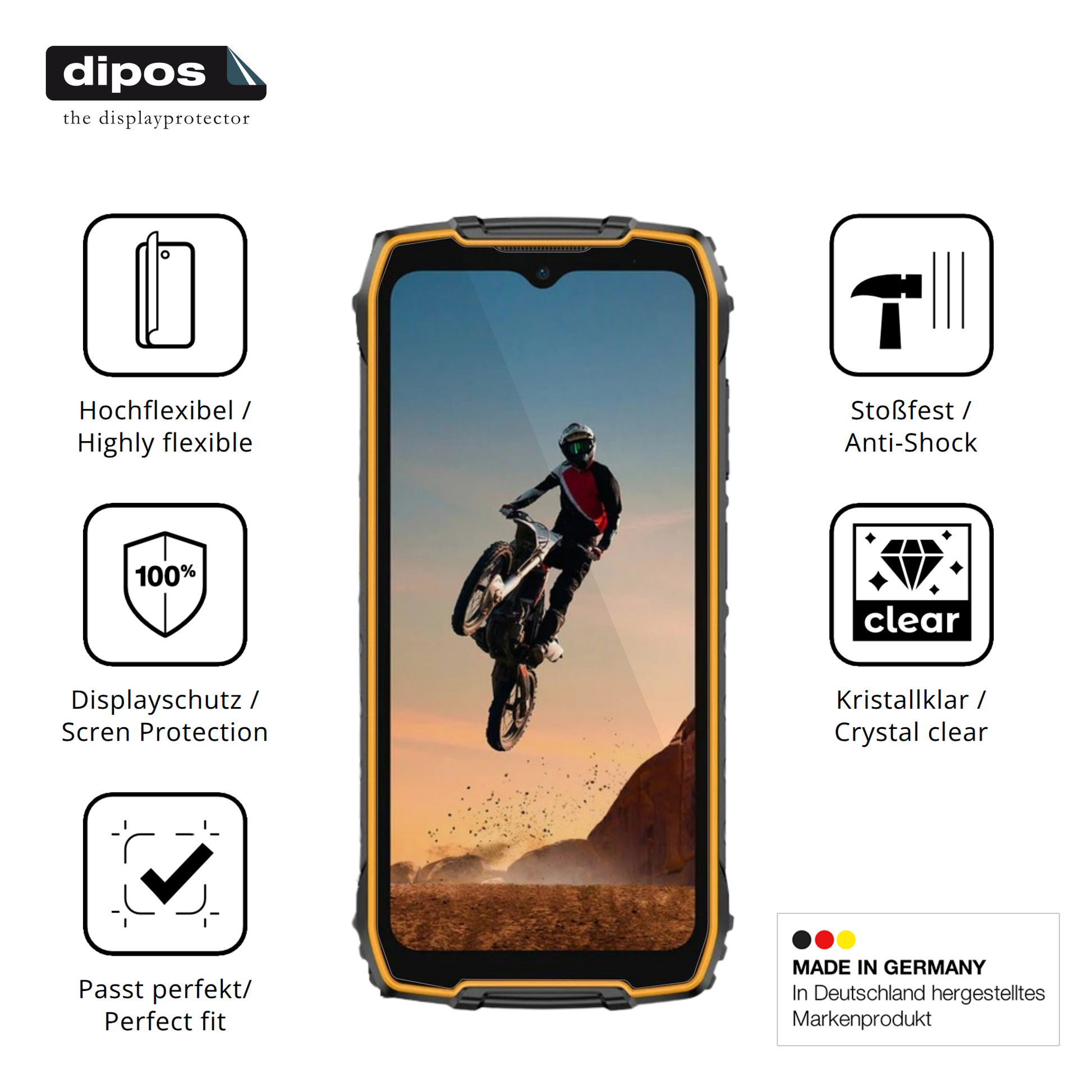 Displayschutz hergestellt in Deutschland, höchste Qualität made in Germany