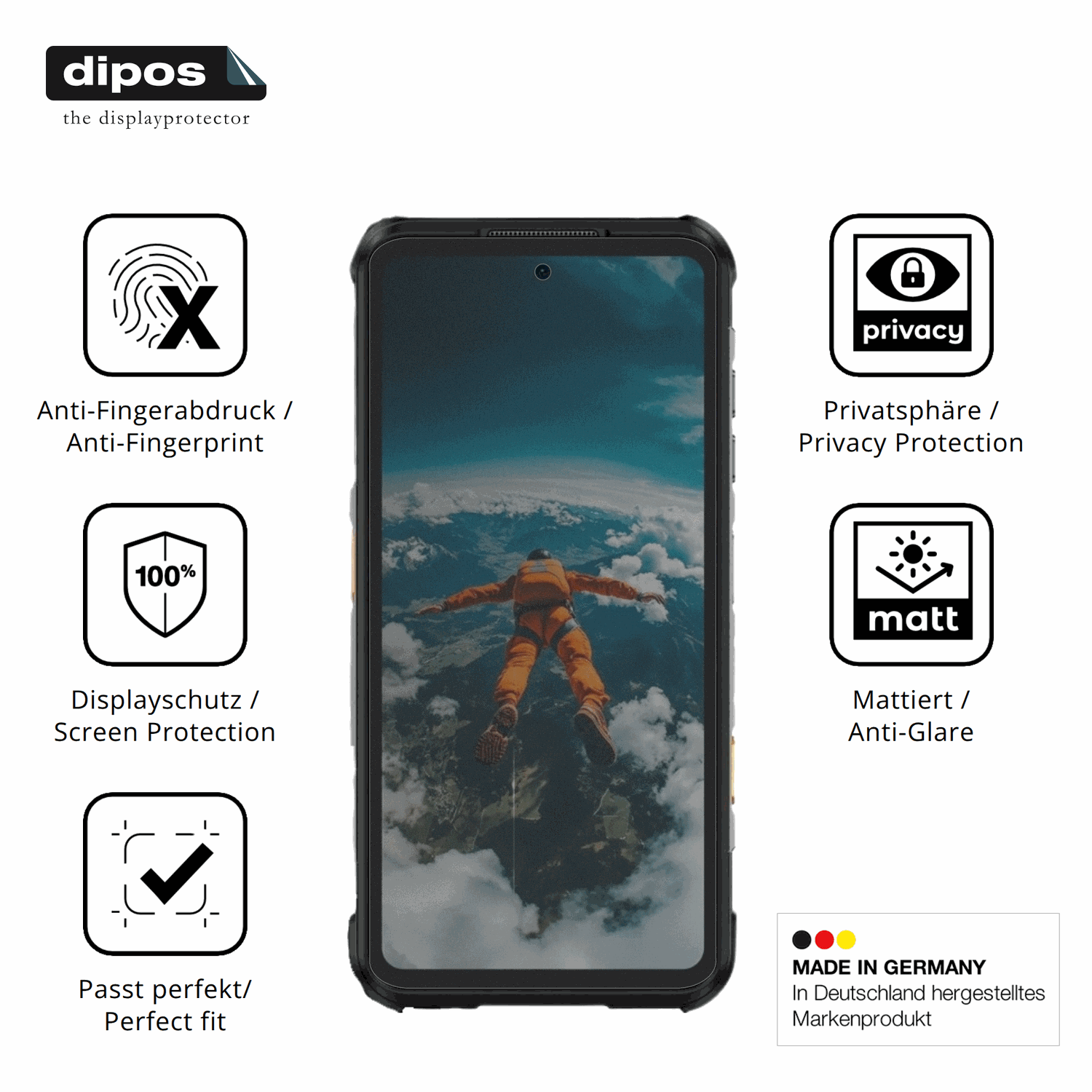 Privatsphäre-Schutz durch Sichtschutz-Folie passend zugeschnitten für Ulefone RugOne Xever 7 Pro