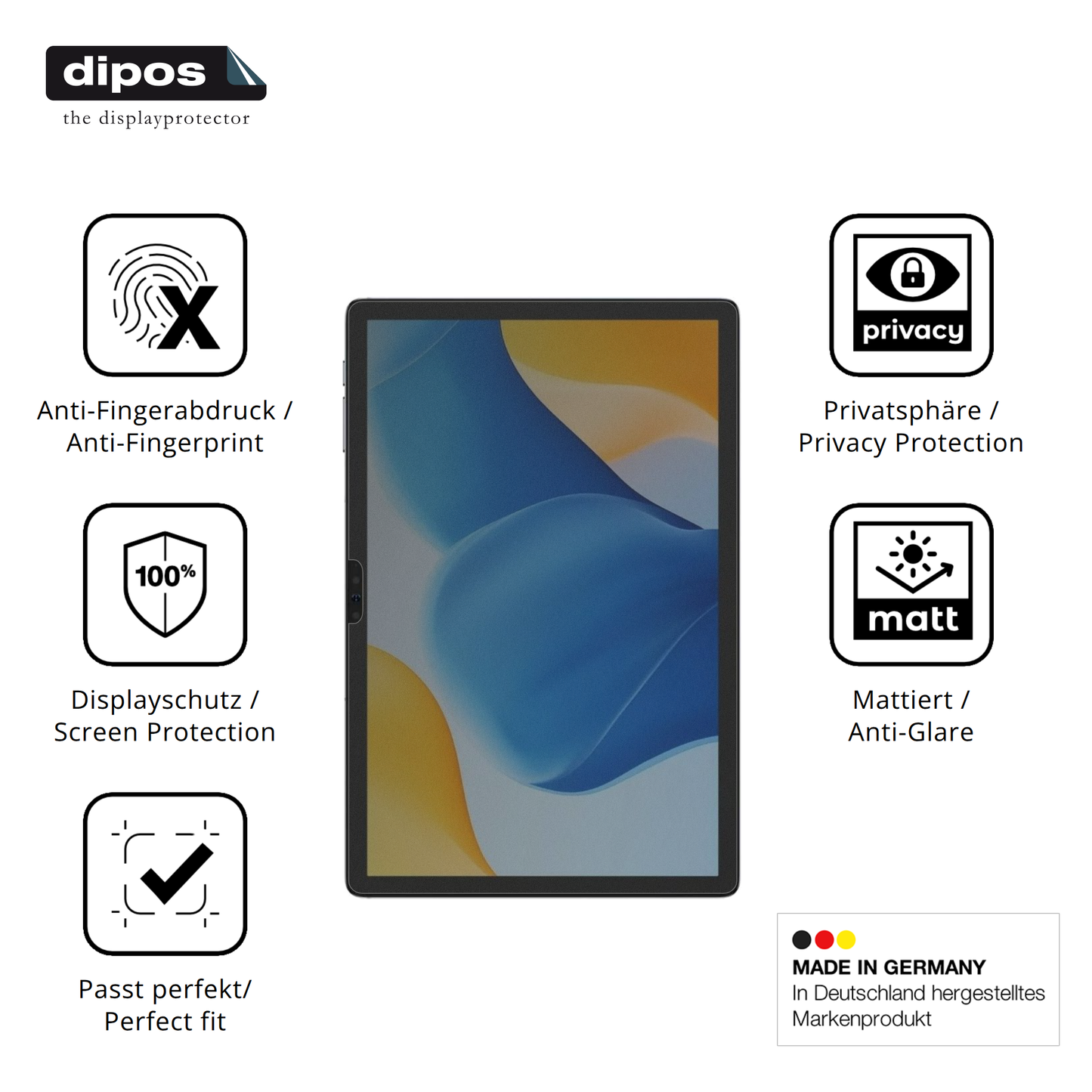Privatsphäre-Schutz durch Sichtschutz-Folie passend zugeschnitten für ulefonetab a10