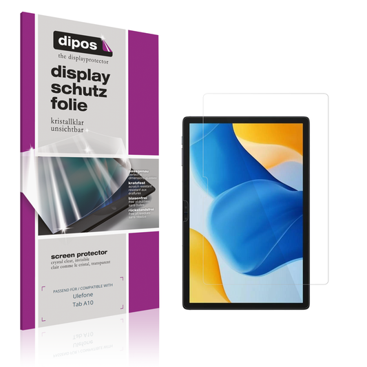 Klare Displayschutzfolie von dipos passend für ulefonetab a10, präziser Zuschnitt und blasenfrei montiert