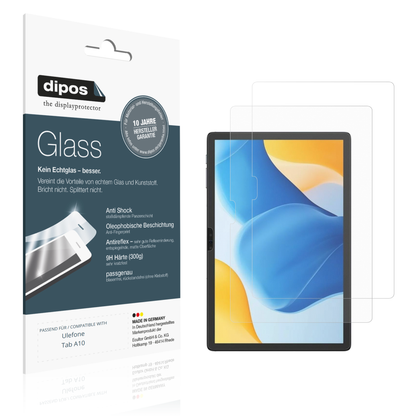 Matte Displayschutzfolie von dipos passend für ulefonetab a10, 9H kratzfest und blasenfrei montiert