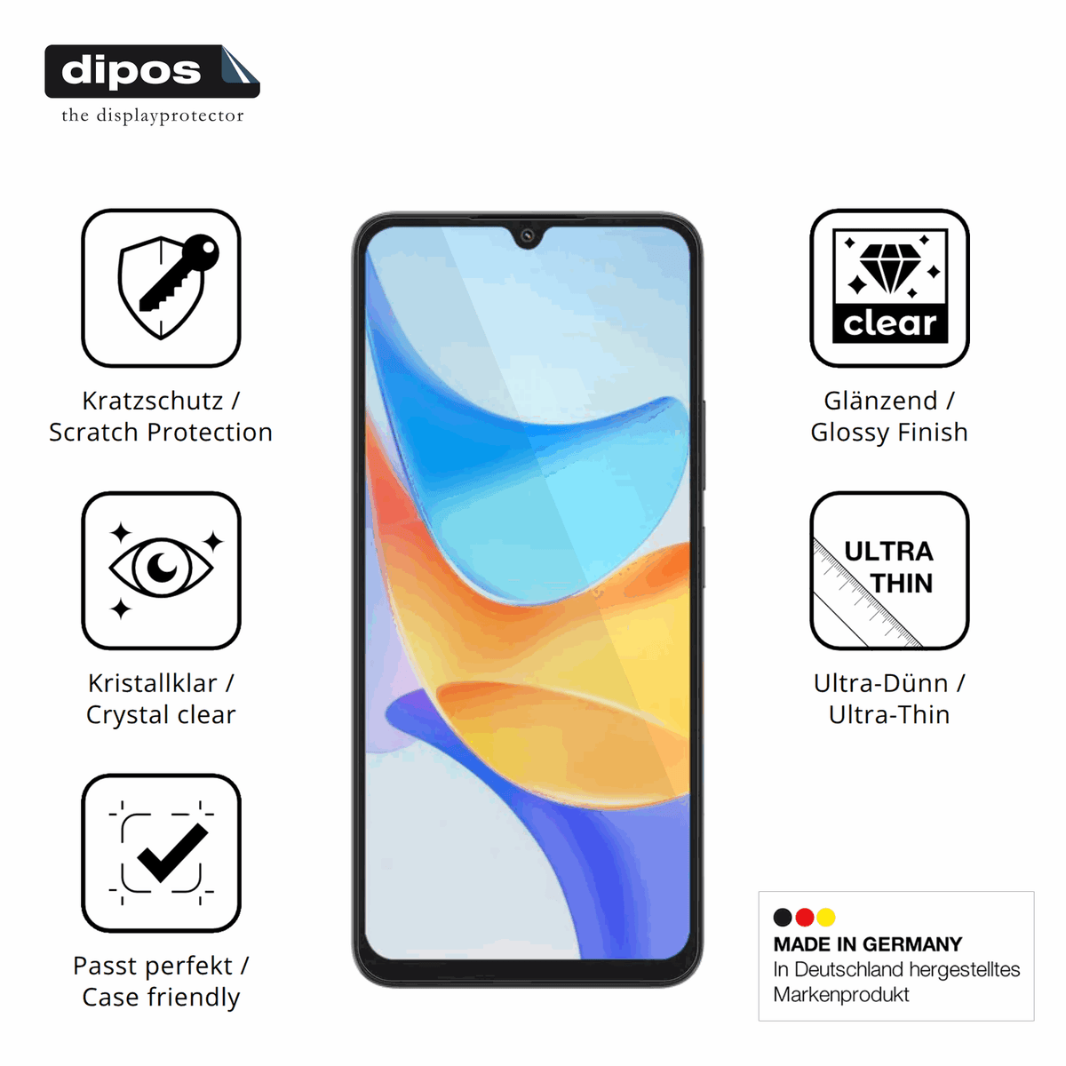 Displayschutz hergestellt in Deutschland, höchste Qualität made in Germany