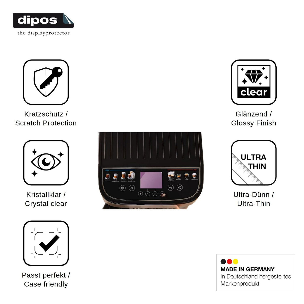 2x Screen Protector for DeLonghi Magnifica Duo ECAM330.80 Protection Crystal Clear dipos