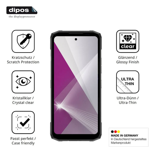 Klare Displayschutzfolie von dipos passend für Doogee Blade20 Plus, präziser Zuschnitt und blasenfrei montiert