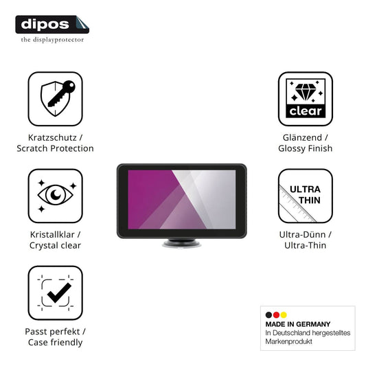 Klare Displayschutzfolie von dipos passend für geekmaxi SD7293A 7 Zoll, präziser Zuschnitt und blasenfrei montiert