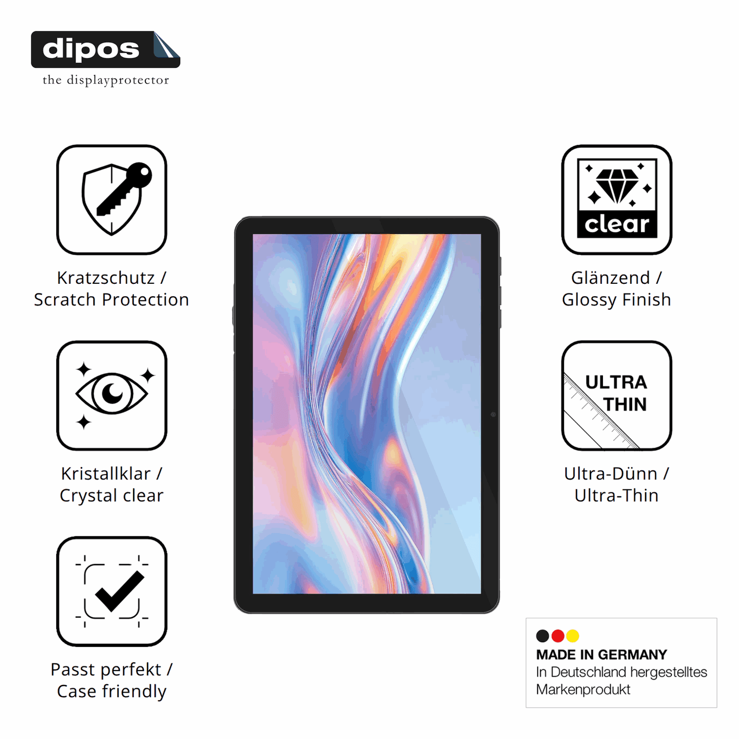 Displayschutz hergestellt in Deutschland, höchste Qualität made in Germany
