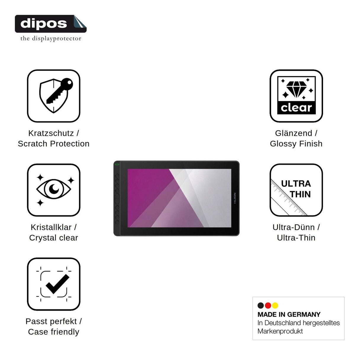 2x Screen Protector for Huion Kamvas 16 2021 Protection Crystal Clear dipos