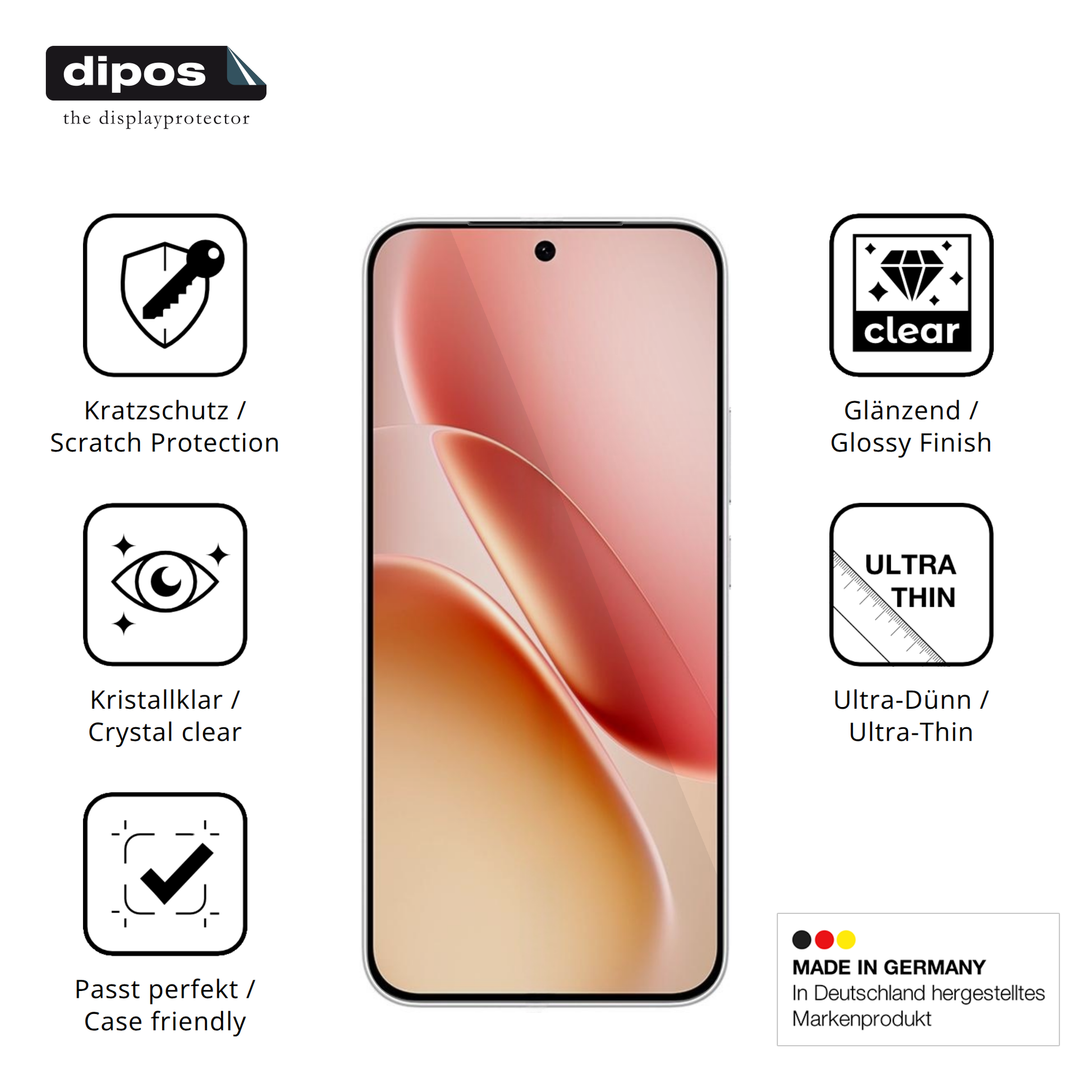 Displayschutz hergestellt in Deutschland, höchste Qualität made in Germany