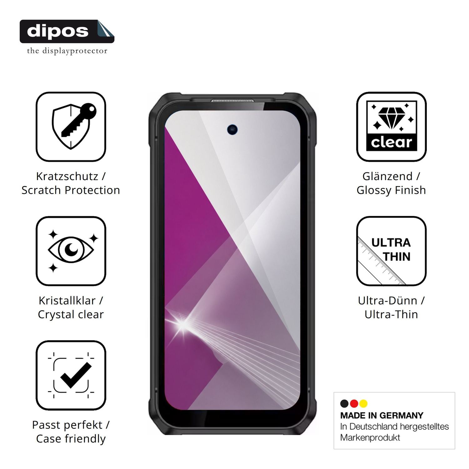 Displayschutz hergestellt in Deutschland, höchste Qualität made in Germany