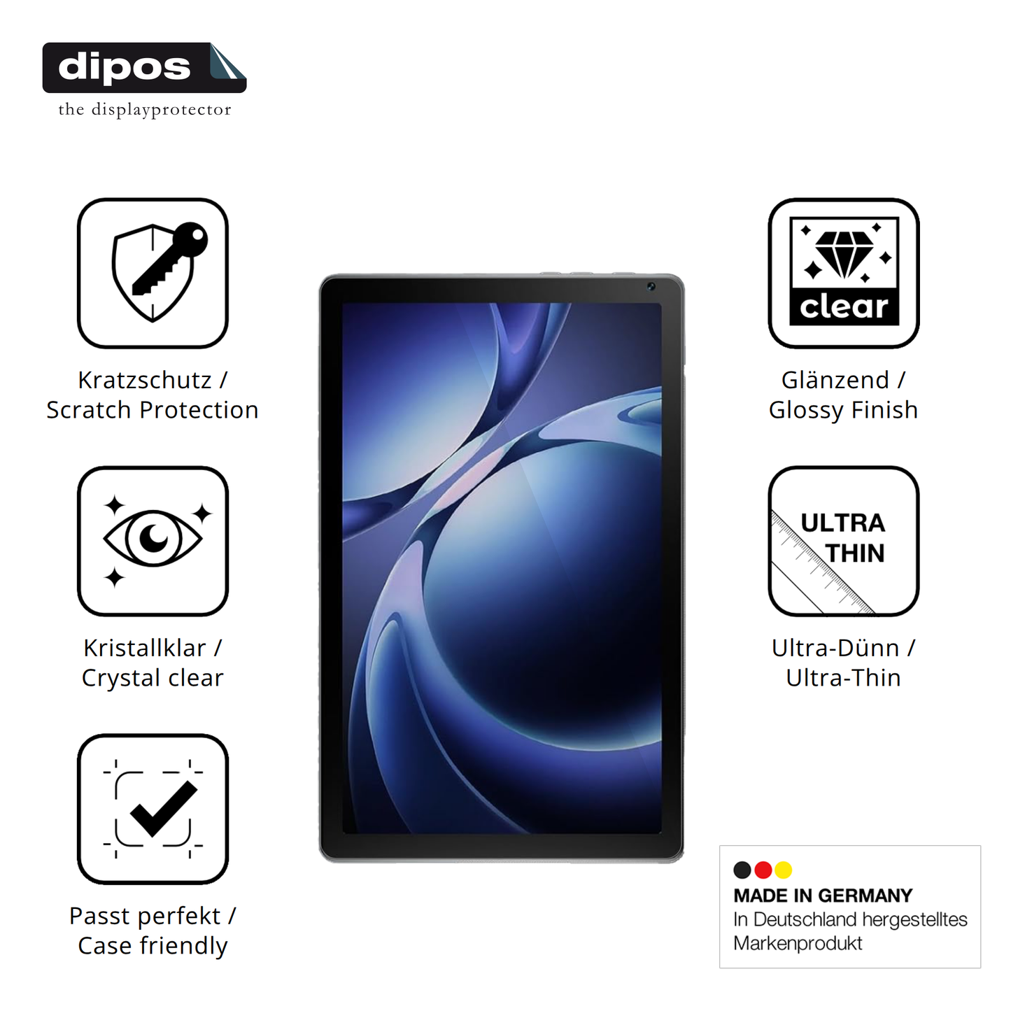 Displayschutz hergestellt in Deutschland, höchste Qualität made in Germany