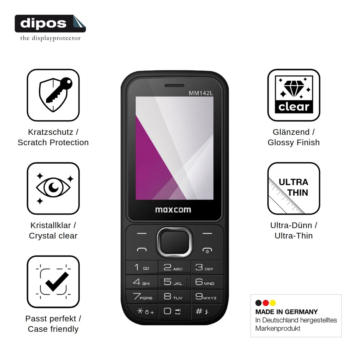 4x Screen Protector for MaxCom MM142L Protection Crystal Clear dipos