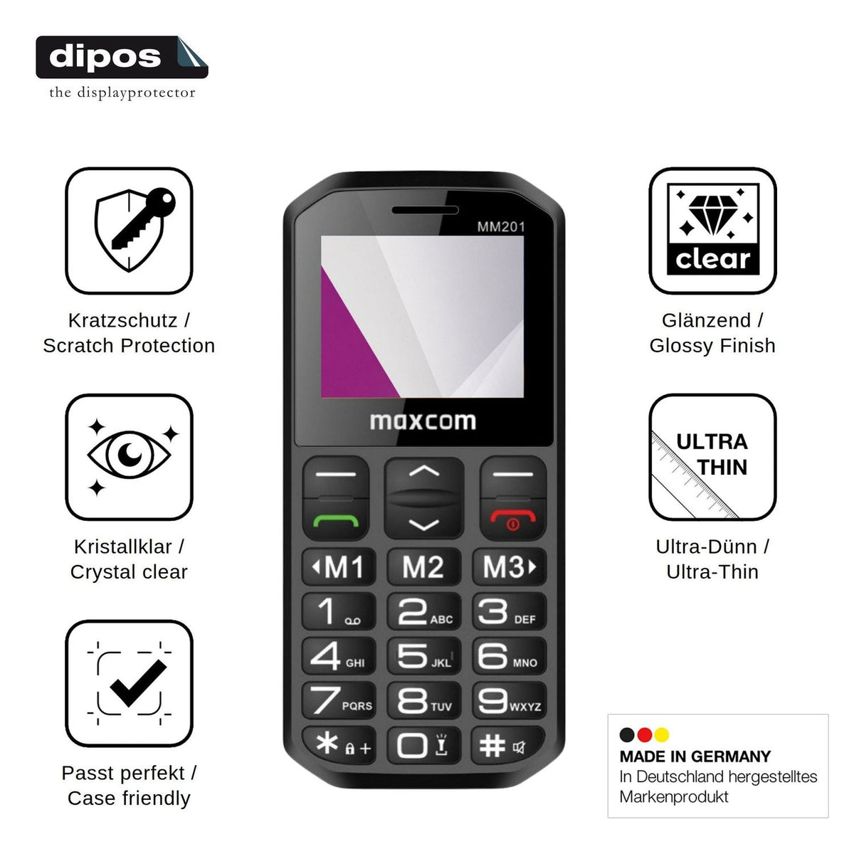 4x Screen Protector for MaxCom MM201 Protection Crystal Clear dipos