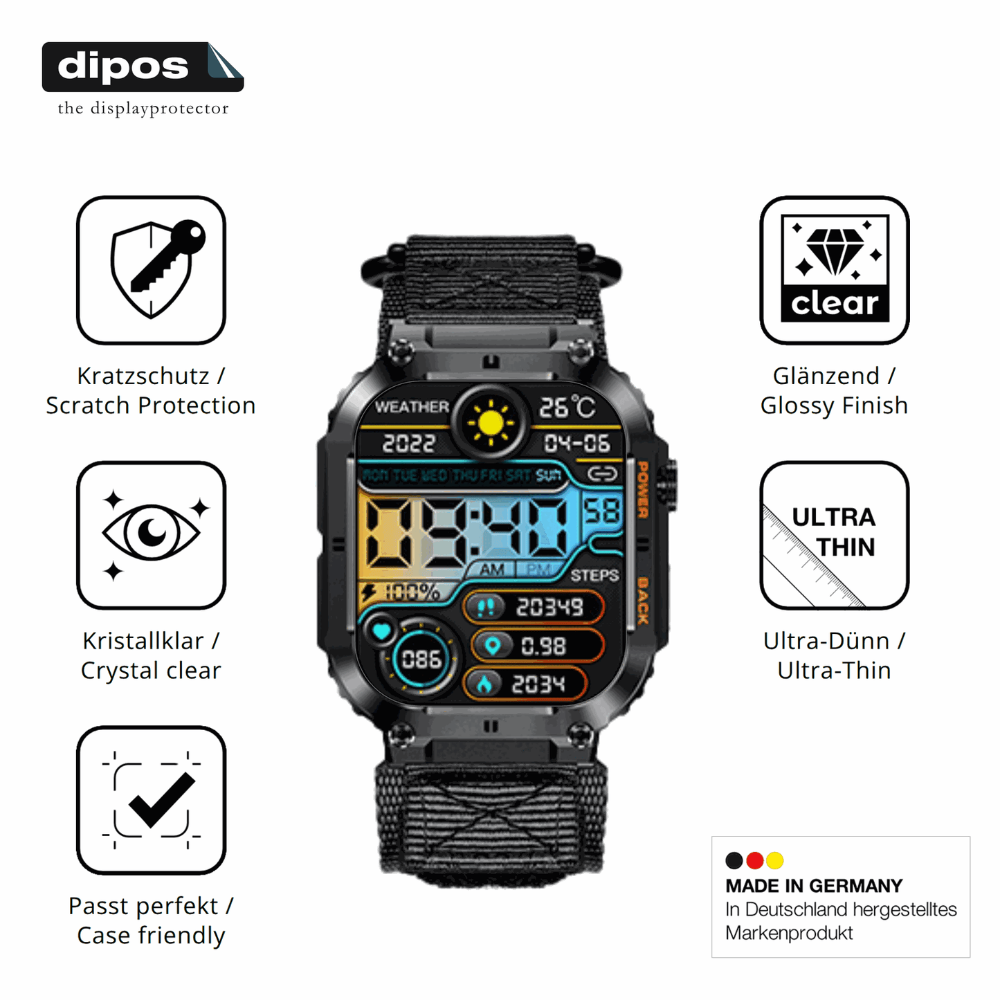 Displayschutz hergestellt in Deutschland, höchste Qualität made in Germany