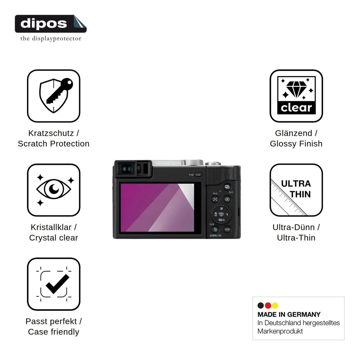 4x Screen Protector for Panasonic Lumix DC-TZ96 Protection Crystal Clear dipos