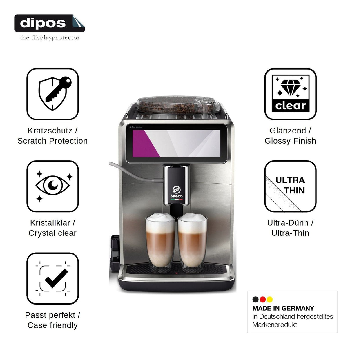 2x Screen Protector for Philips Saeco Xelsis Deluxe Protection Crystal Clear dipos