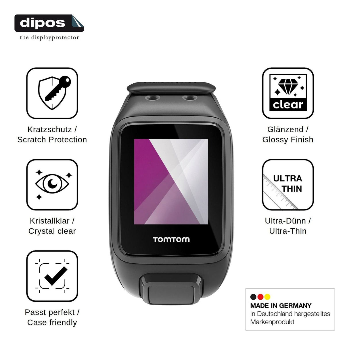 6x Screen Protector for TomTom Runner 2 Music Protection Crystal Clear dipos