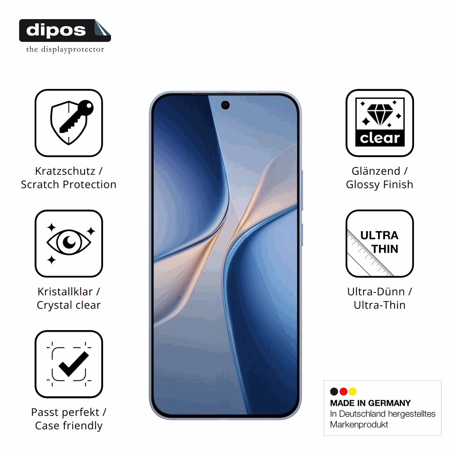 Displayschutz hergestellt in Deutschland, höchste Qualität made in Germany
