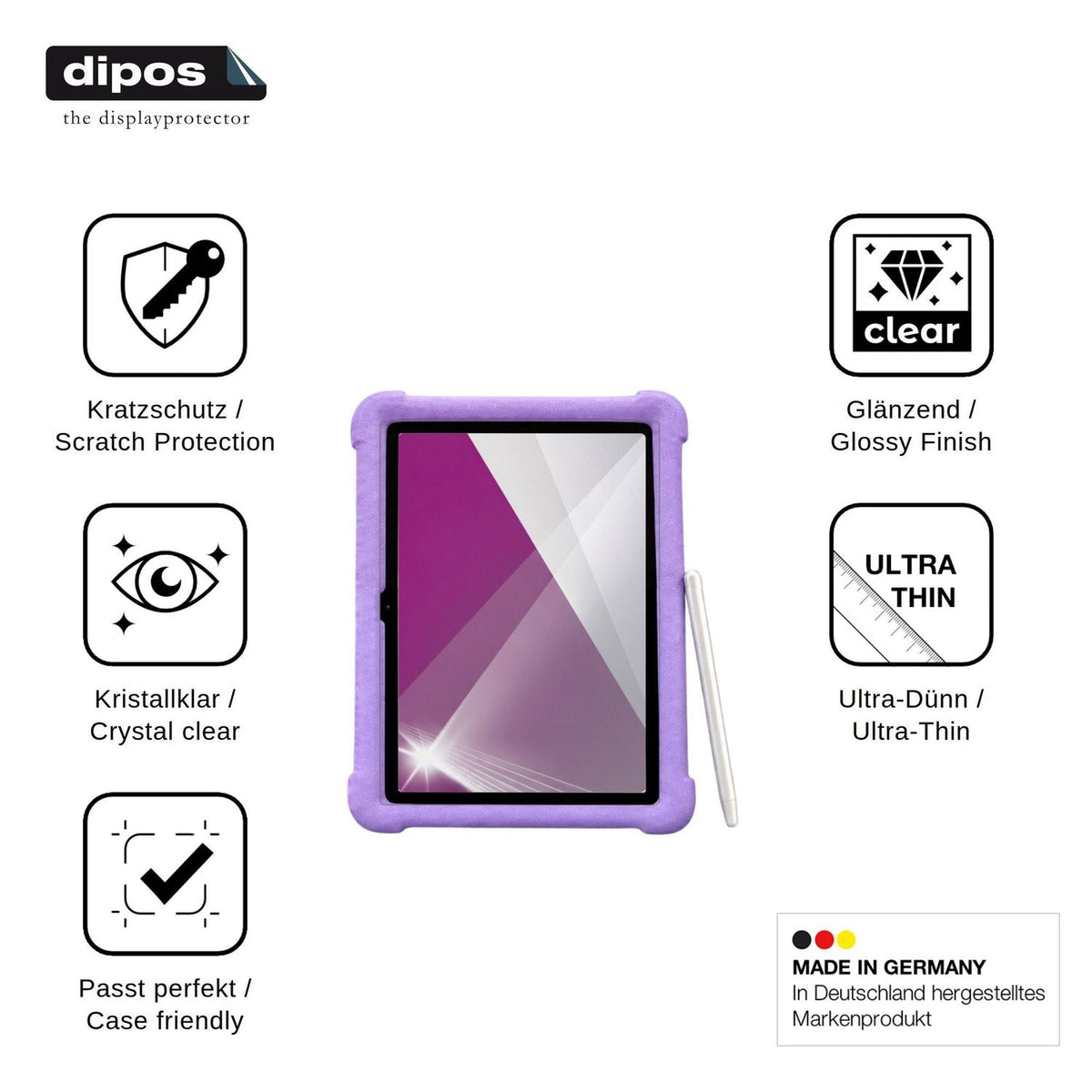 2x Screen Protector for ZONKO Kinder Tablet 10 Protection Crystal Clear dipos