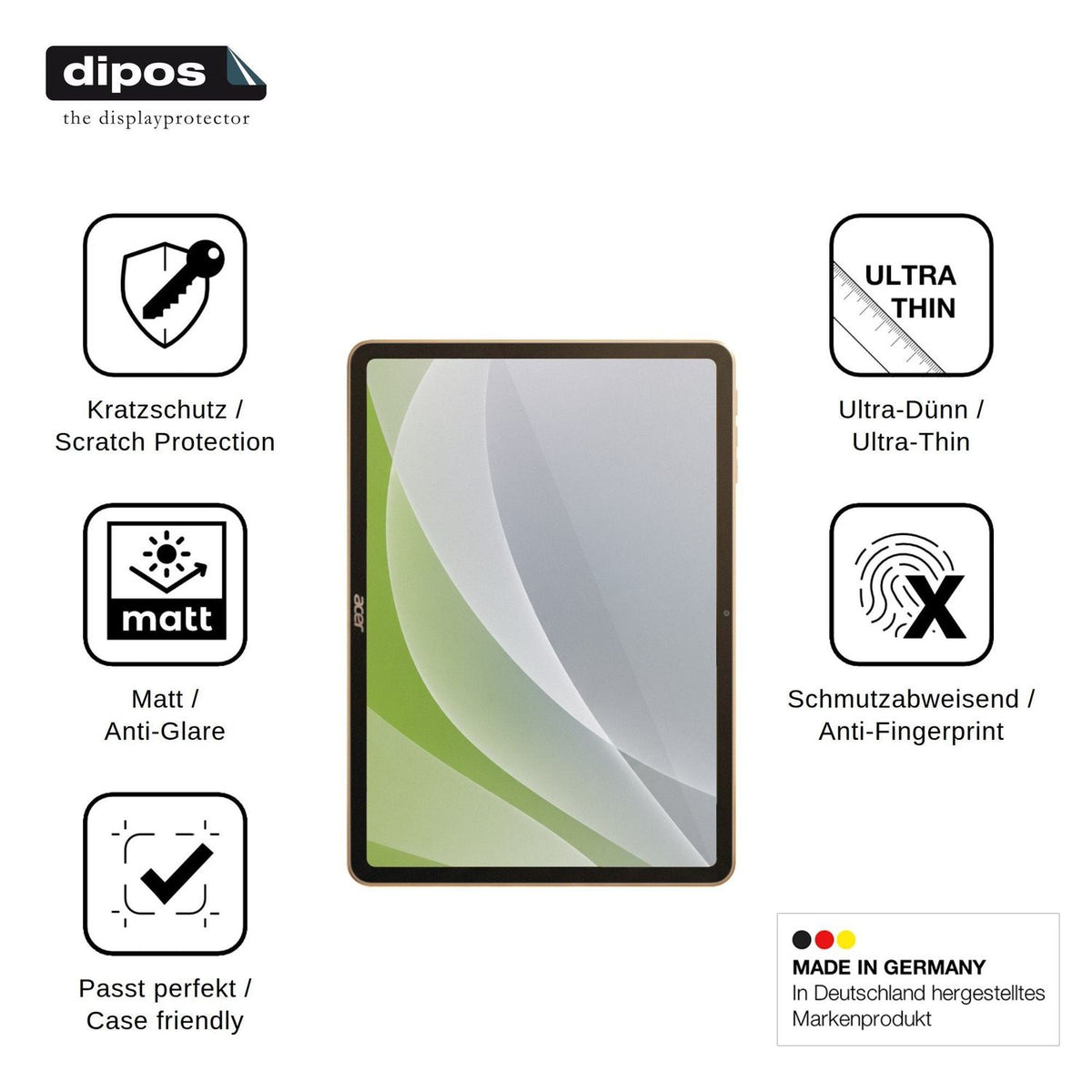 2x Screen Protector for Acer Iconia Tab 12 Protection Anti Glare dipos