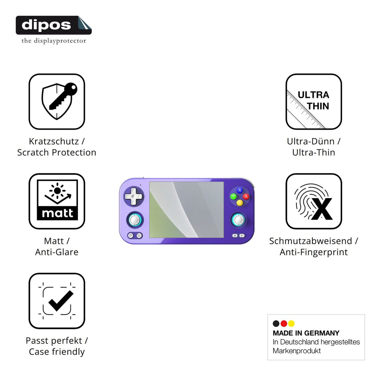 Displayschutz hergestellt in Deutschland, höchste Qualität made in Germany