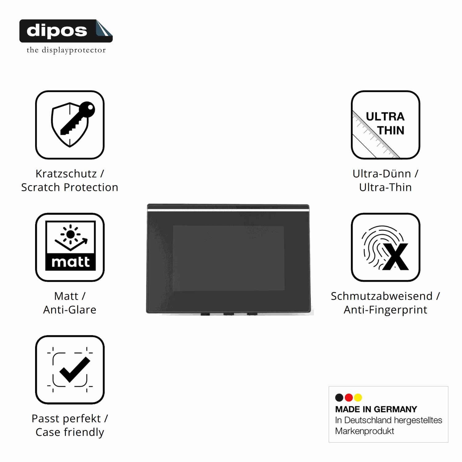 Displayschutz hergestellt in Deutschland, höchste Qualität made in Germany