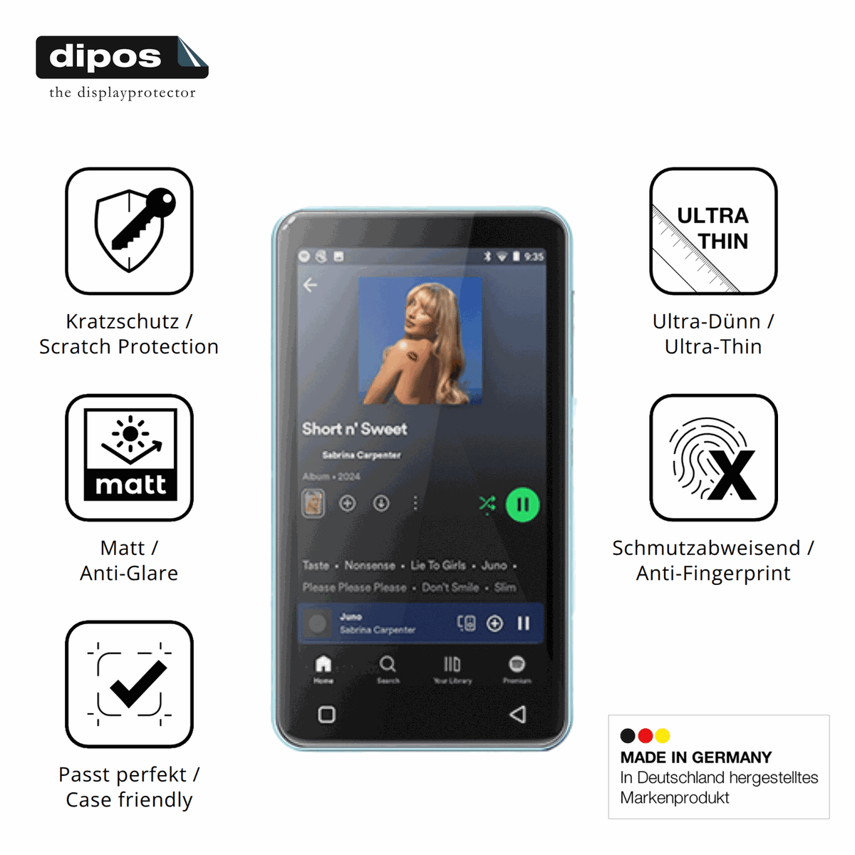 Displayschutz hergestellt in Deutschland, höchste Qualität made in Germany