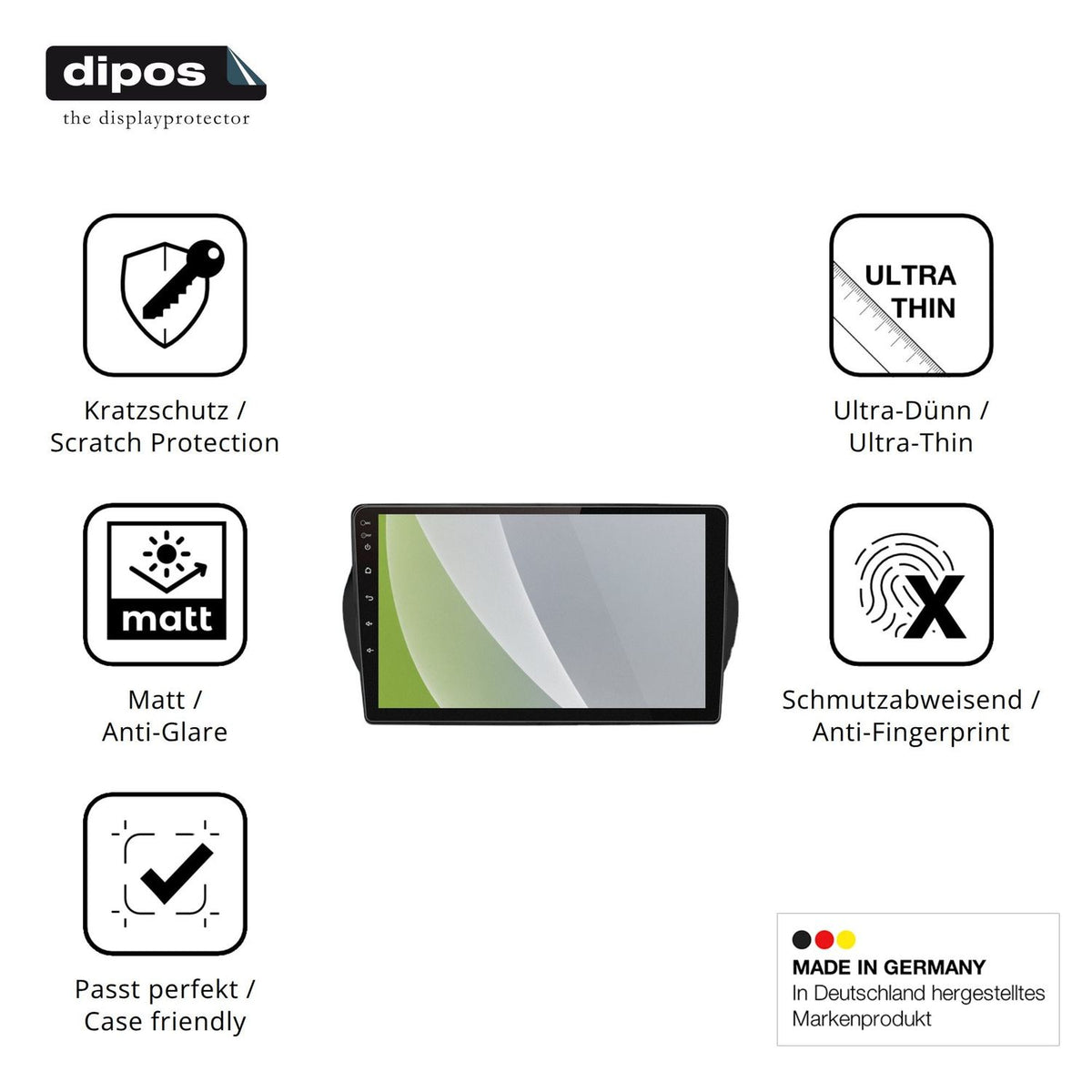 Displayschutz hergestellt in Deutschland, höchste Qualität made in Germany