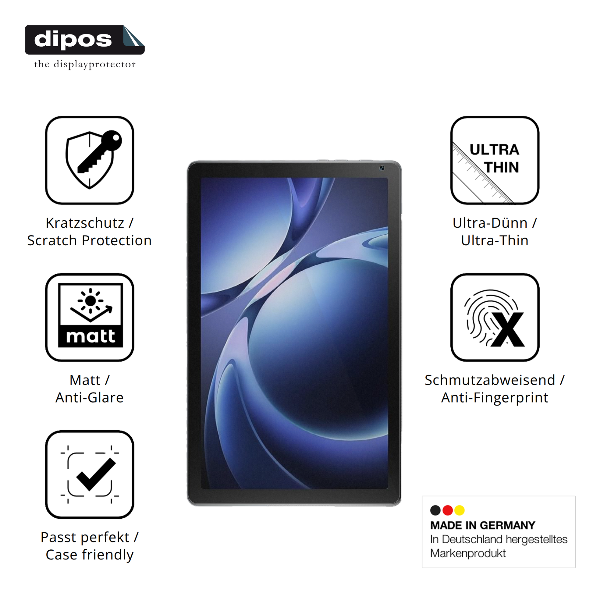 Displayschutz hergestellt in Deutschland, höchste Qualität made in Germany
