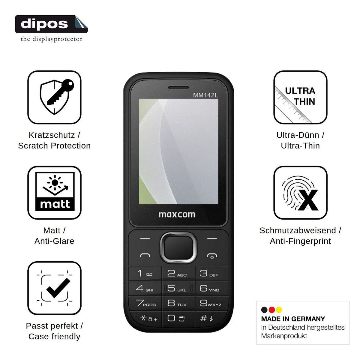 4x Screen Protector for MaxCom MM142L Protection Anti Glare dipos