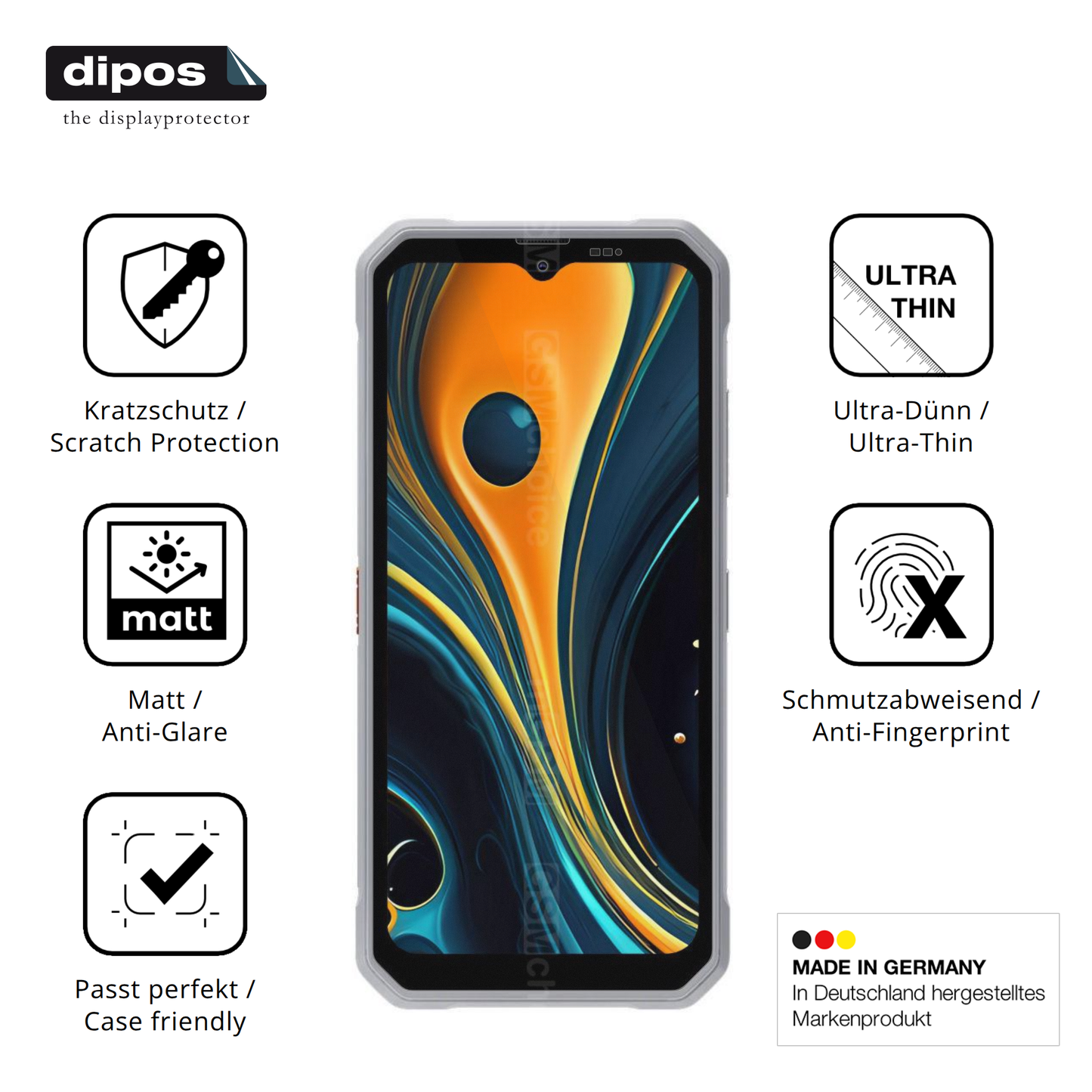 Displayschutz hergestellt in Deutschland, höchste Qualität made in Germany
