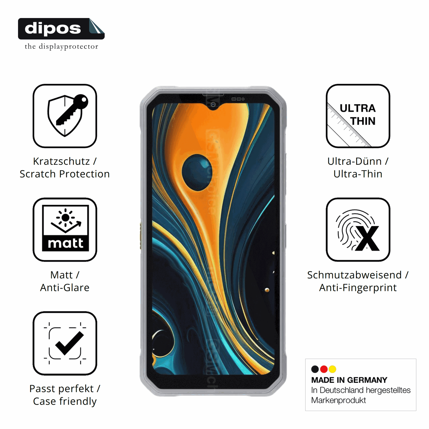 Displayschutz hergestellt in Deutschland, höchste Qualität made in Germany