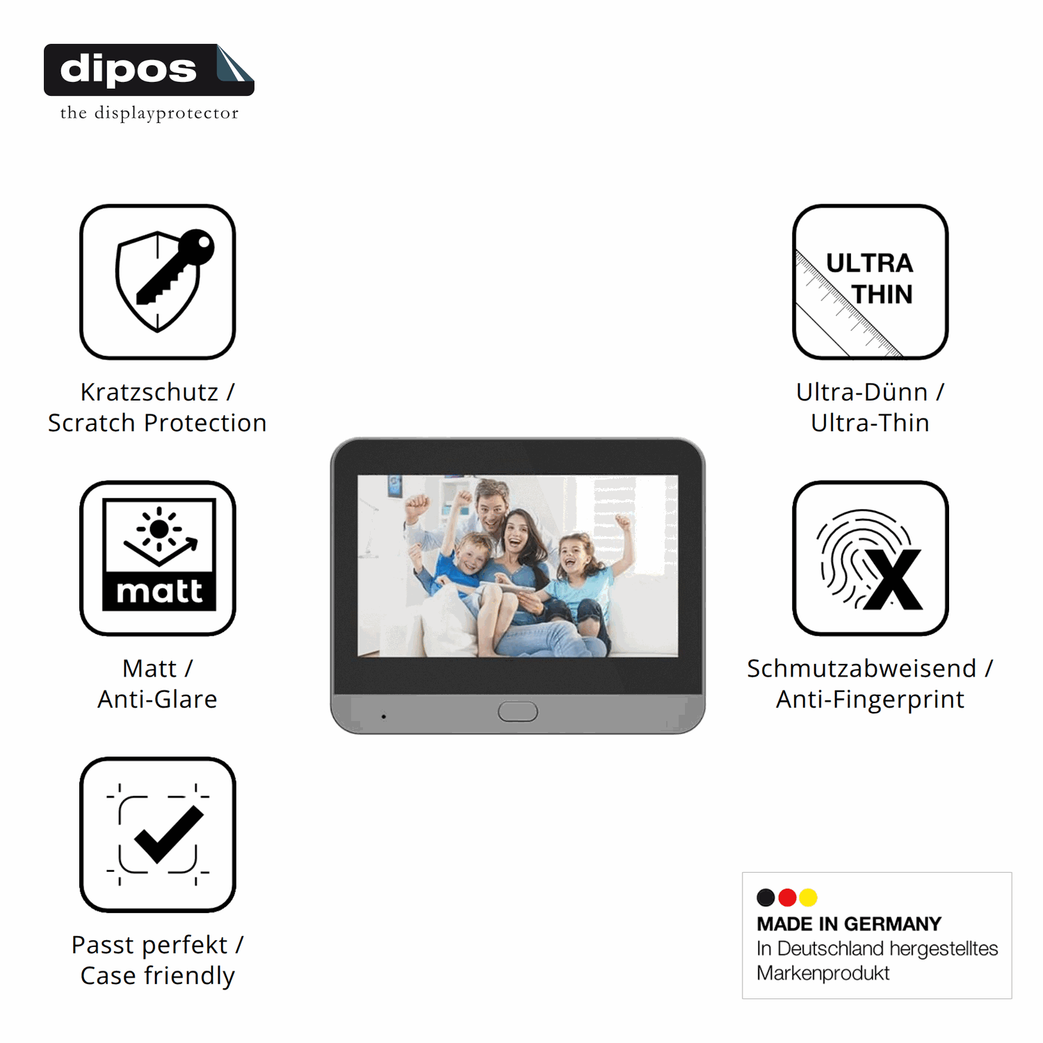 Displayschutz hergestellt in Deutschland, höchste Qualität made in Germany