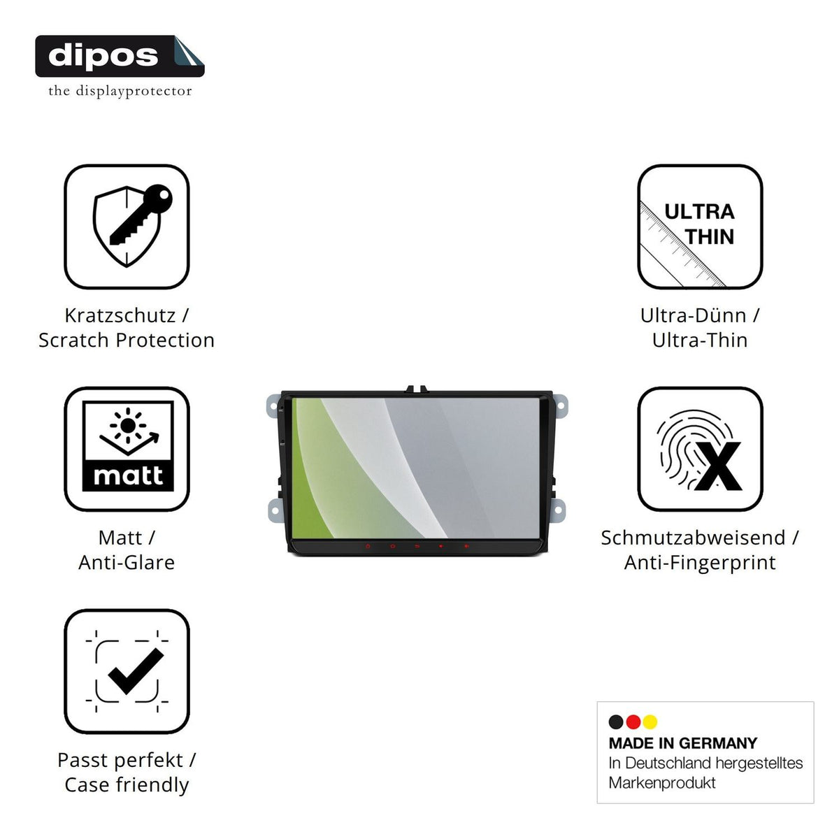 Displayschutz hergestellt in Deutschland, höchste Qualität made in Germany