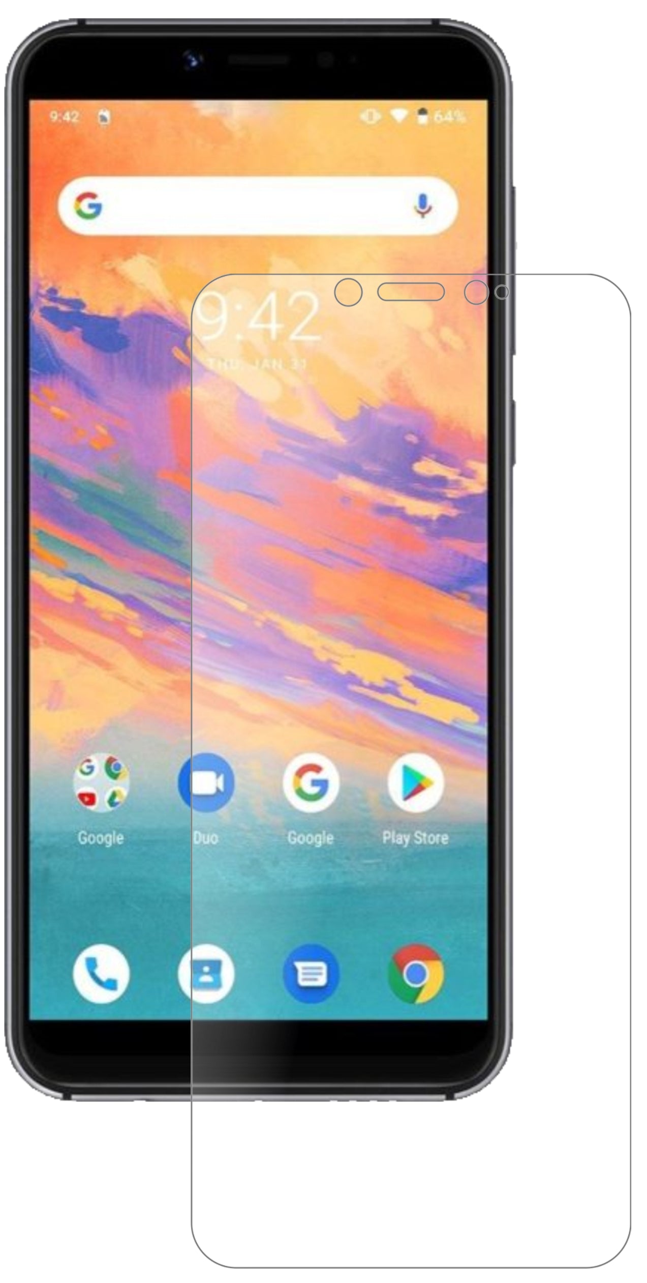 UmidigiA3S mit aufgebrachter dipos Panzerfolie, die lästige Fingerabdrücke minimiert