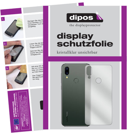 Klare Displayschutzfolie von dipos passend für Umidigi A3S Rückseite, präziser Zuschnitt und blasenfrei montiert