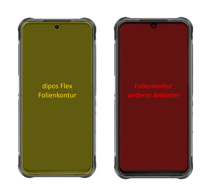 UmidigiBison mit aufgebrachter dipos Displayschutzfolie, glasklare Darstellung ohne Einschränkungen