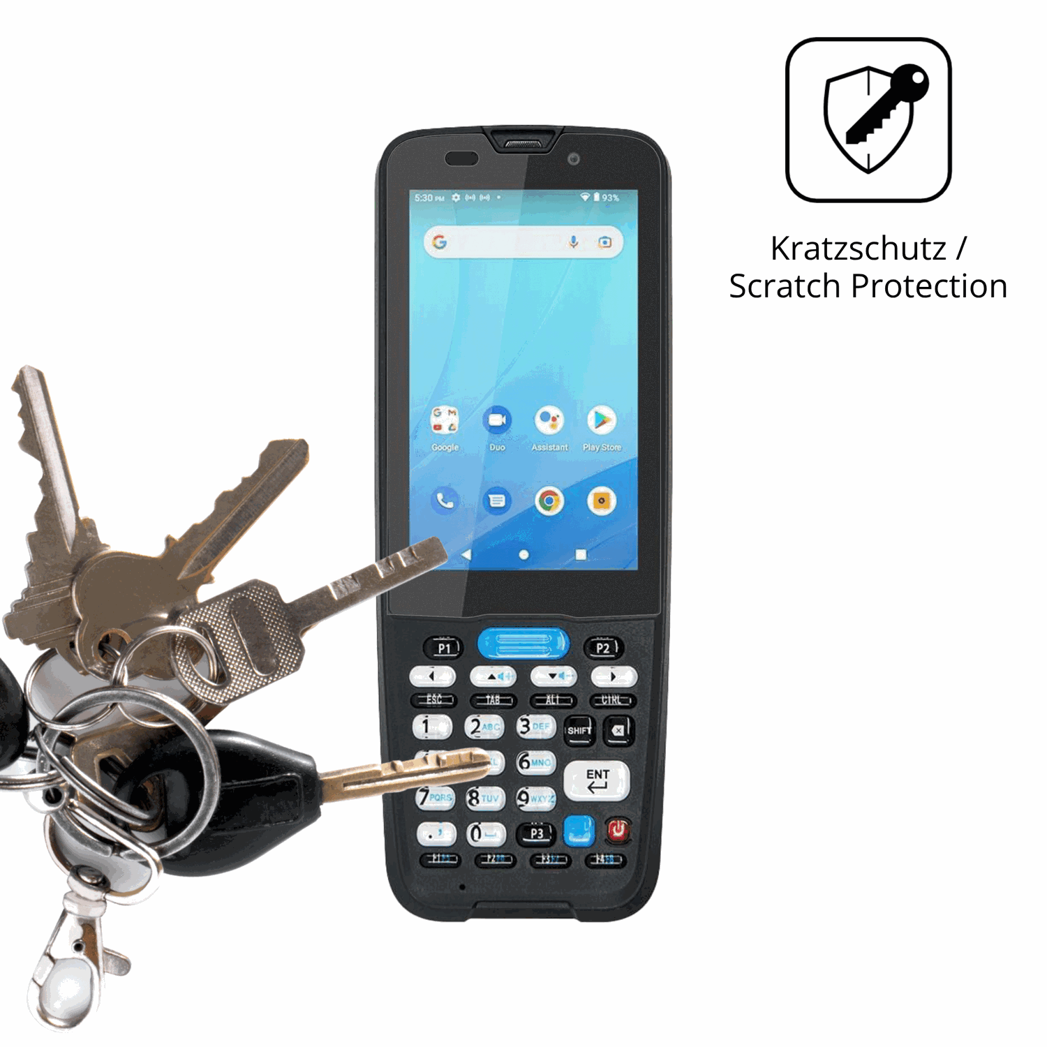 Schutz gegen Kratzer auf dem Unitech HT330 Glas durch Schlüssel oder Ähnliches