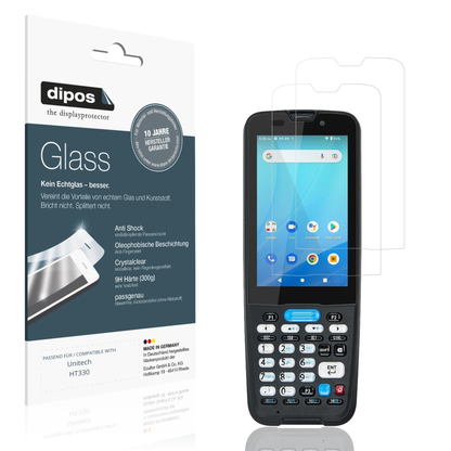 Klare Displayschutzfolie von dipos passend für Unitech HT330, 9H kratzfest und blasenfrei montiert