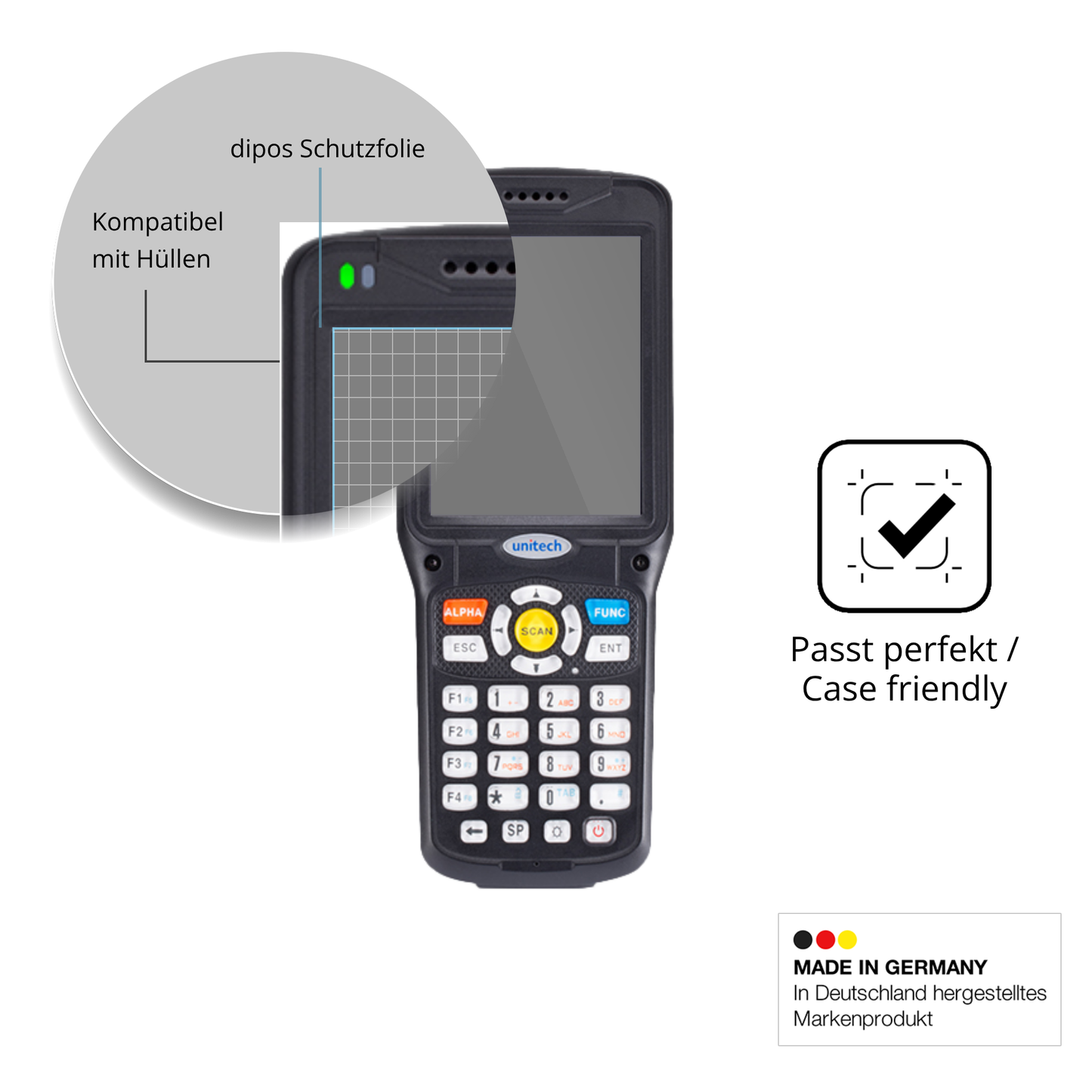 Schutzfolie mit optimaler Passform, zur Verwendung mit Hüllen geeignet