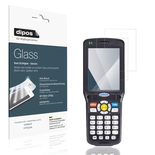 Klare Displayschutzfolie von dipos passend für Unitech HT510A, 9H kratzfest und blasenfrei montiert