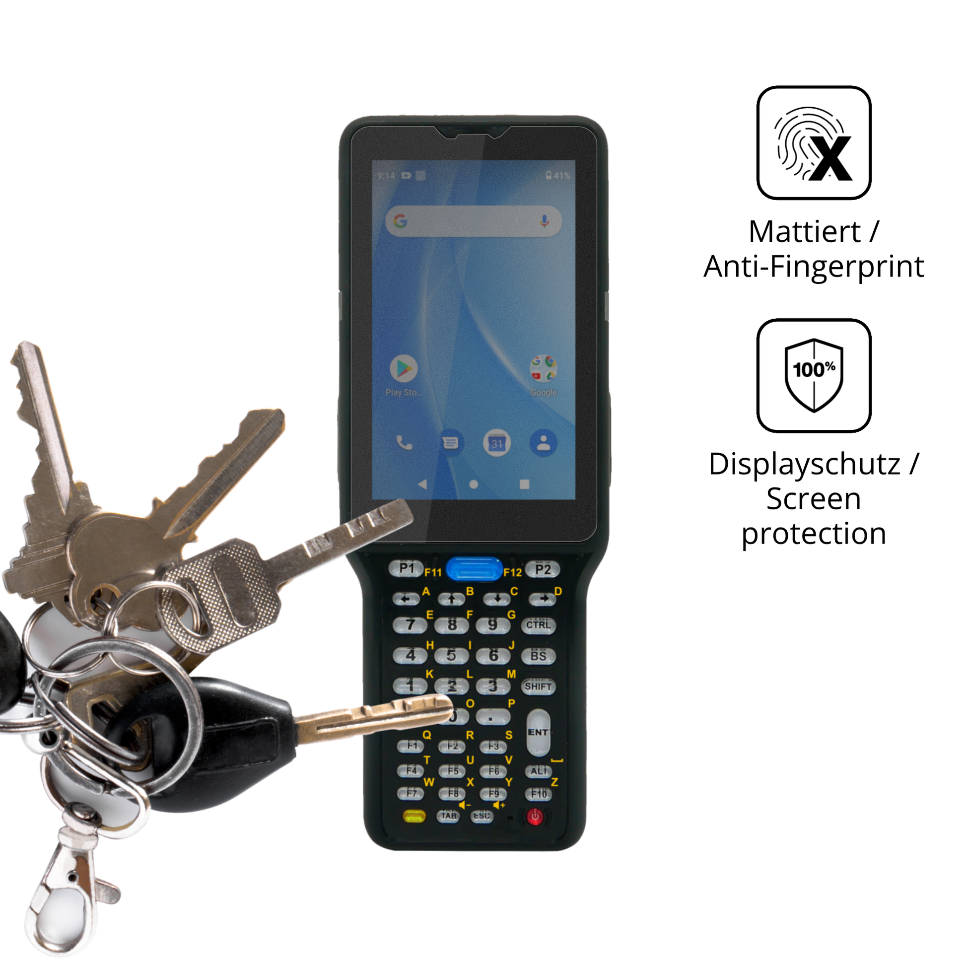 dipos Displayschutz für Unitech HT730, mattierte Oberfläche, Blickschutzfilter und perfekter Passform