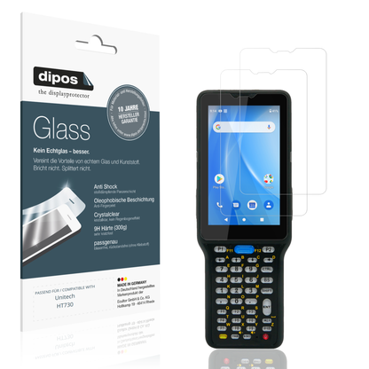 Klare Displayschutzfolie von dipos passend für Unitech HT730, 9H kratzfest und blasenfrei montiert