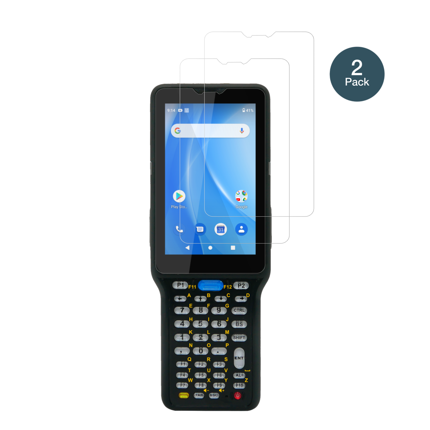 UnitechHT730 mit aufgebrachter dipos Flex Schutzfolie, glasklare Darstellung ohne Einschränkungen