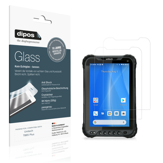 Klare Displayschutzfolie von dipos passend für Unitech TB85 Plus, 9H kratzfest und blasenfrei montiert