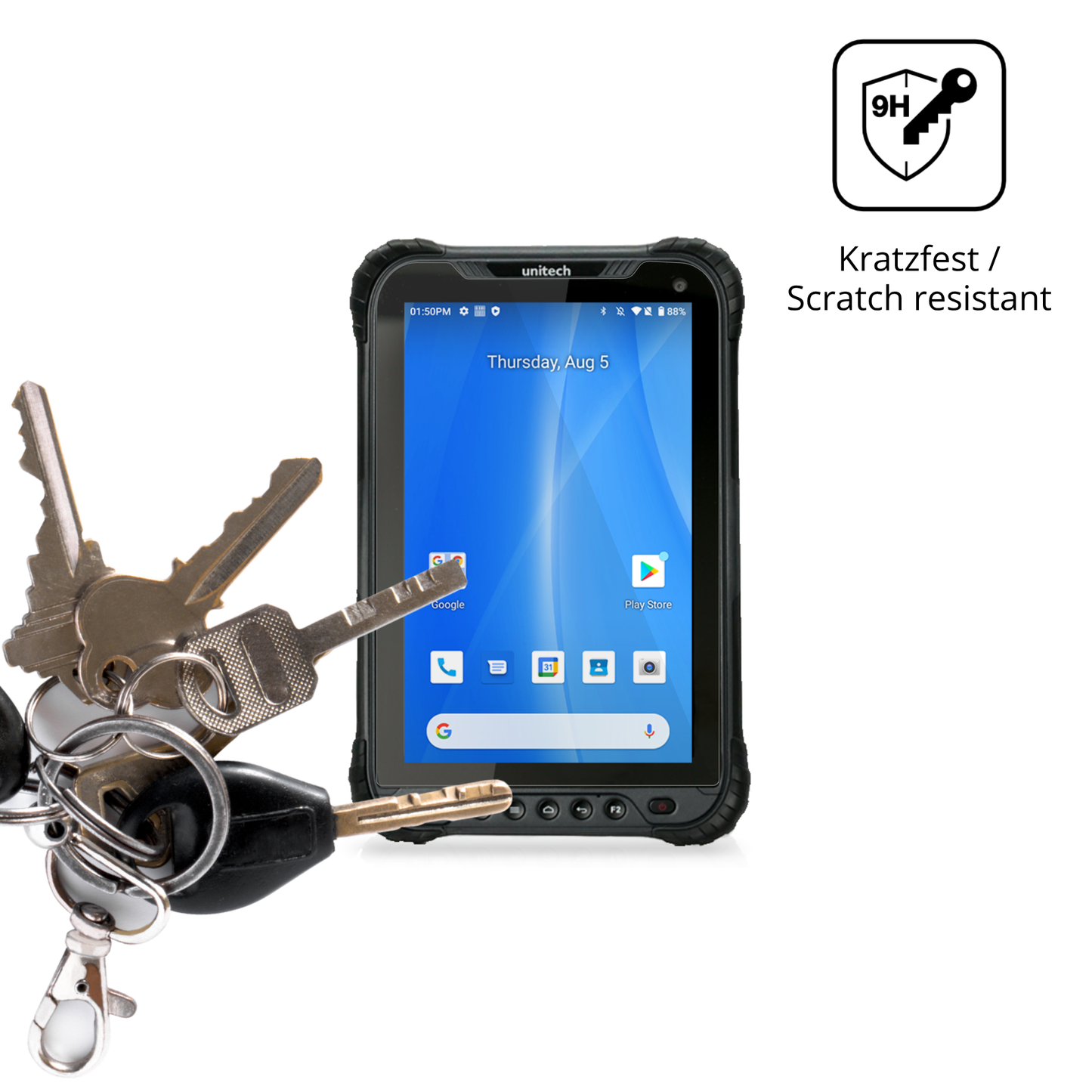 dipos Displayschutz für Unitech TB85 Plus, transparente Oberfläche, perfekte Passform auch für die Rundungen