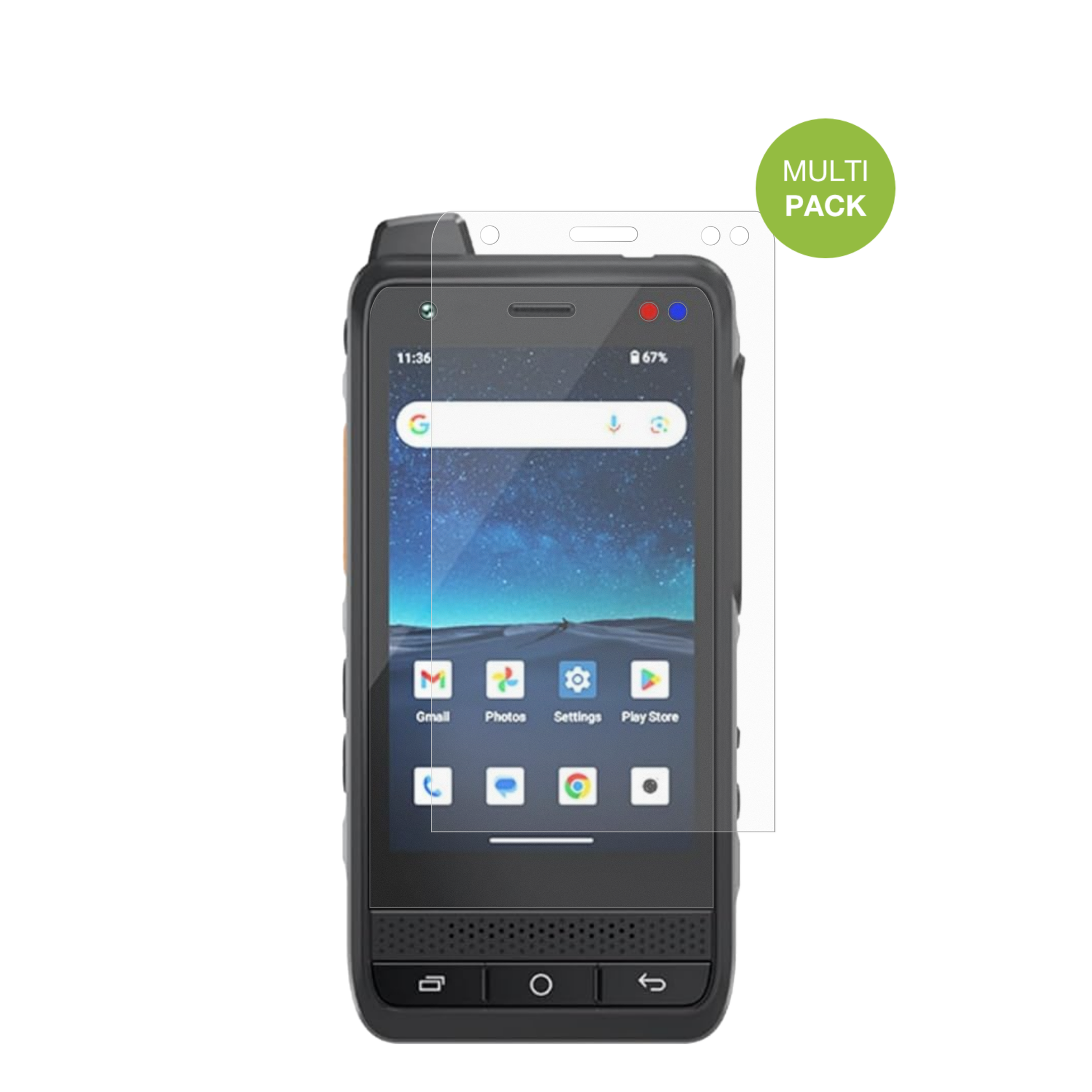 UNIWAF400 mit aufgebrachter dipos Displayschutzfolie, die lästige Fingerabdrücke minimiert